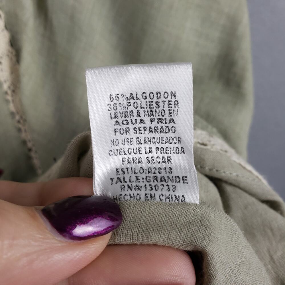Umgee Size L Embroidered Prairie Dress Sage Green Rustic Cottagecore Grannycore - Picture 8 of 10